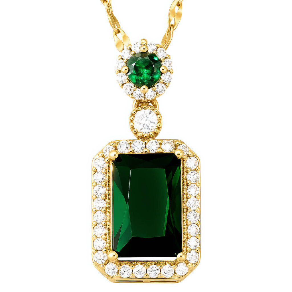 Emerald Green Rectangle Pendant Necklace
