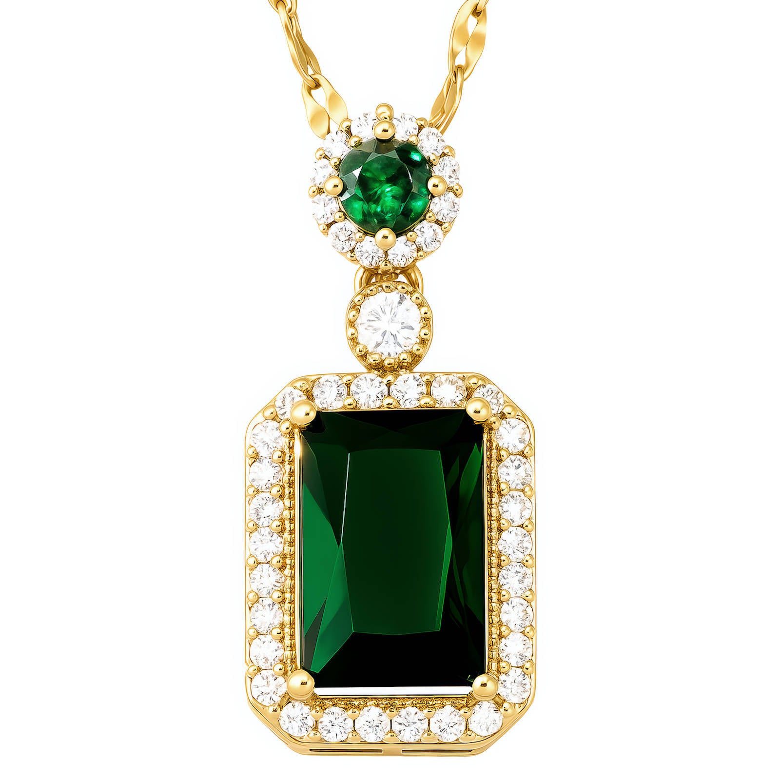 Emerald Green Rectangle Pendant Necklace