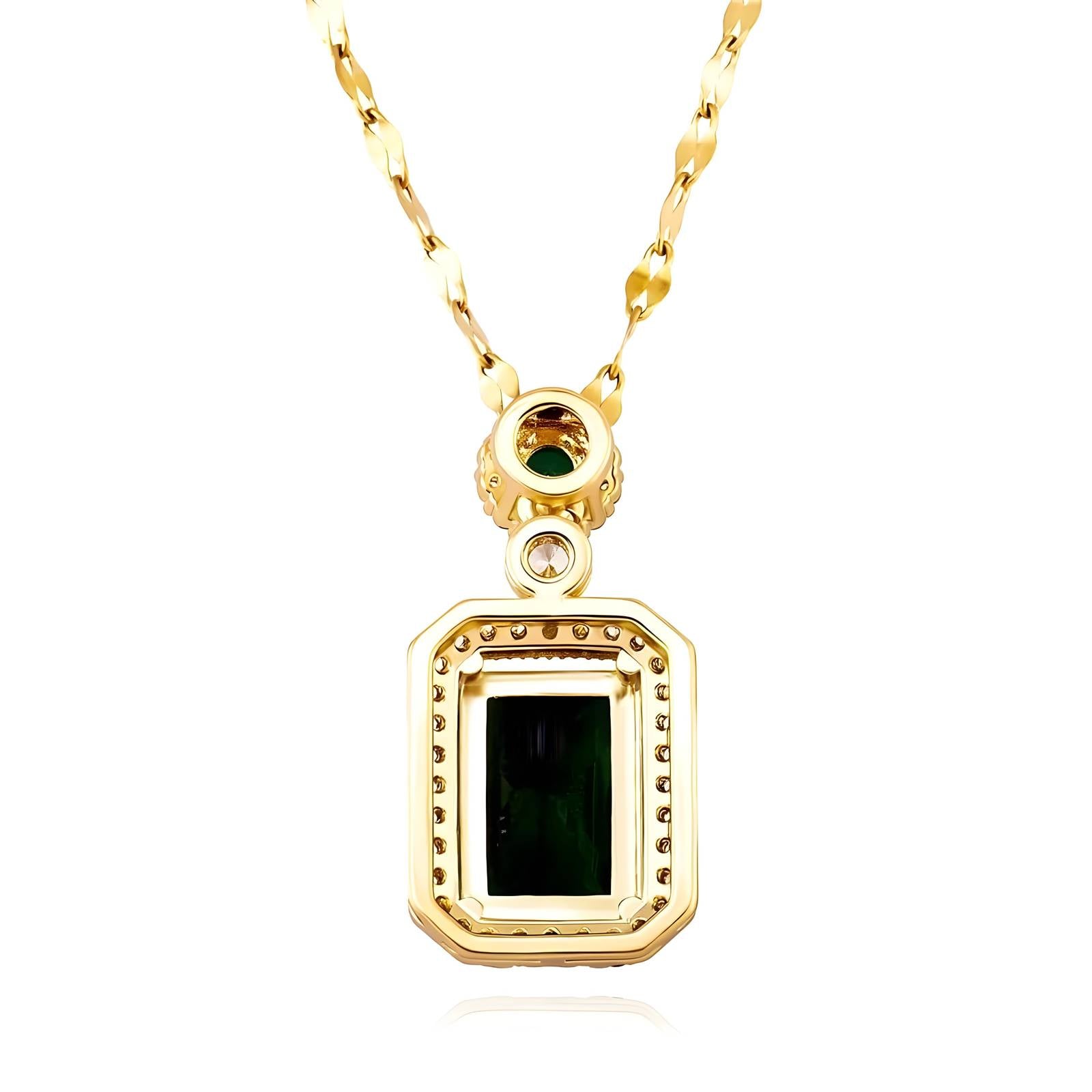 Emerald Green Rectangle Pendant Necklace