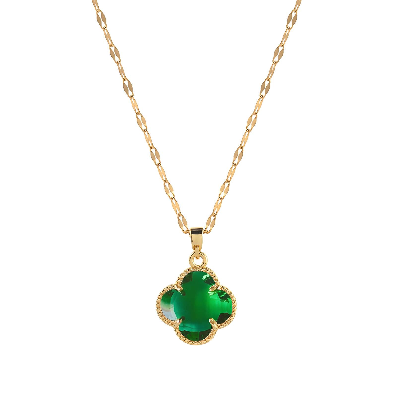 Green Clover Pendant Necklace
