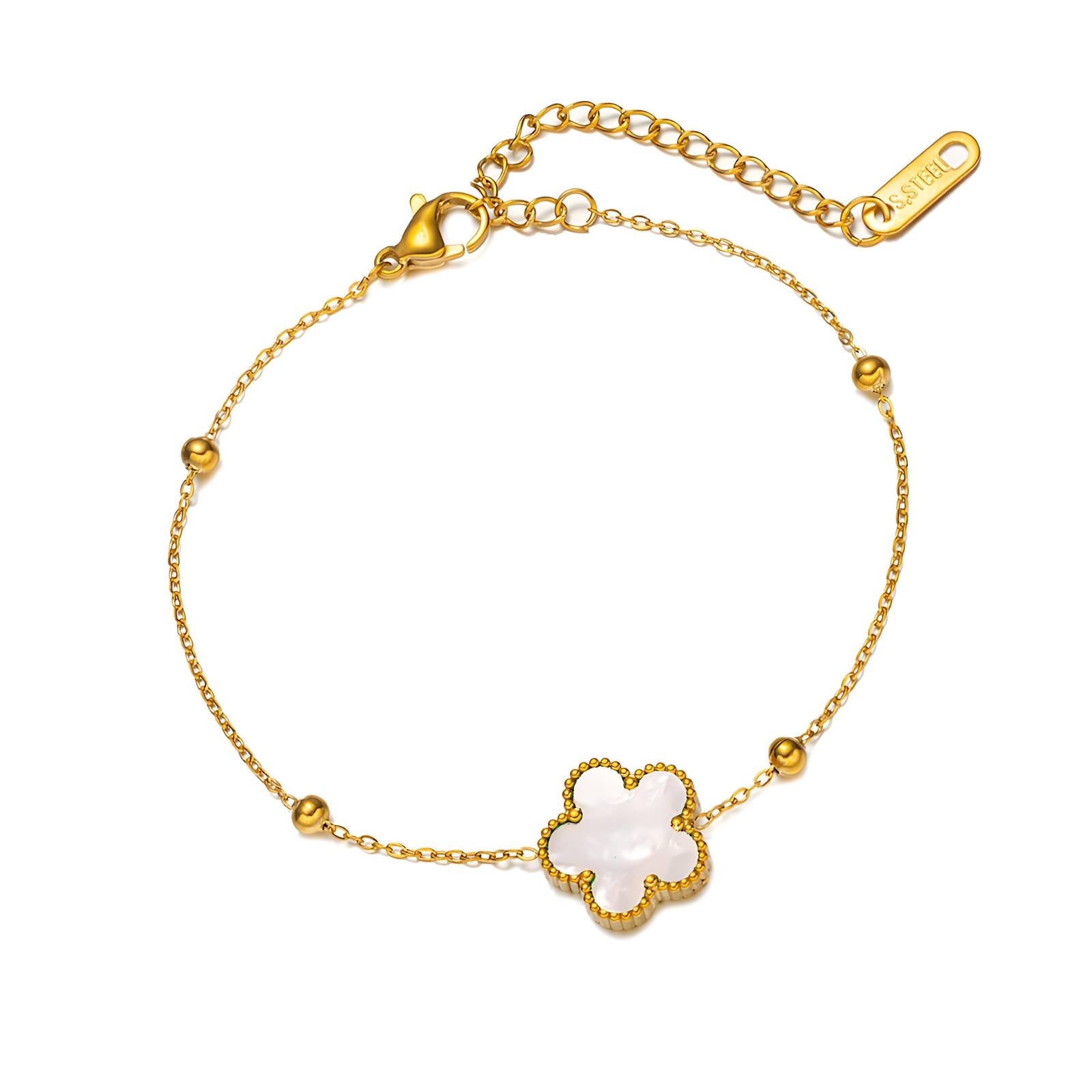 White Clover Charm Bracelet