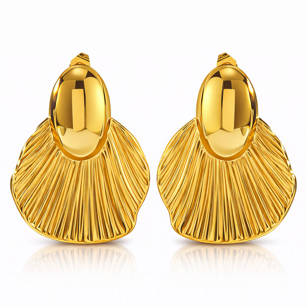 Pleated Fan Statement Earrings