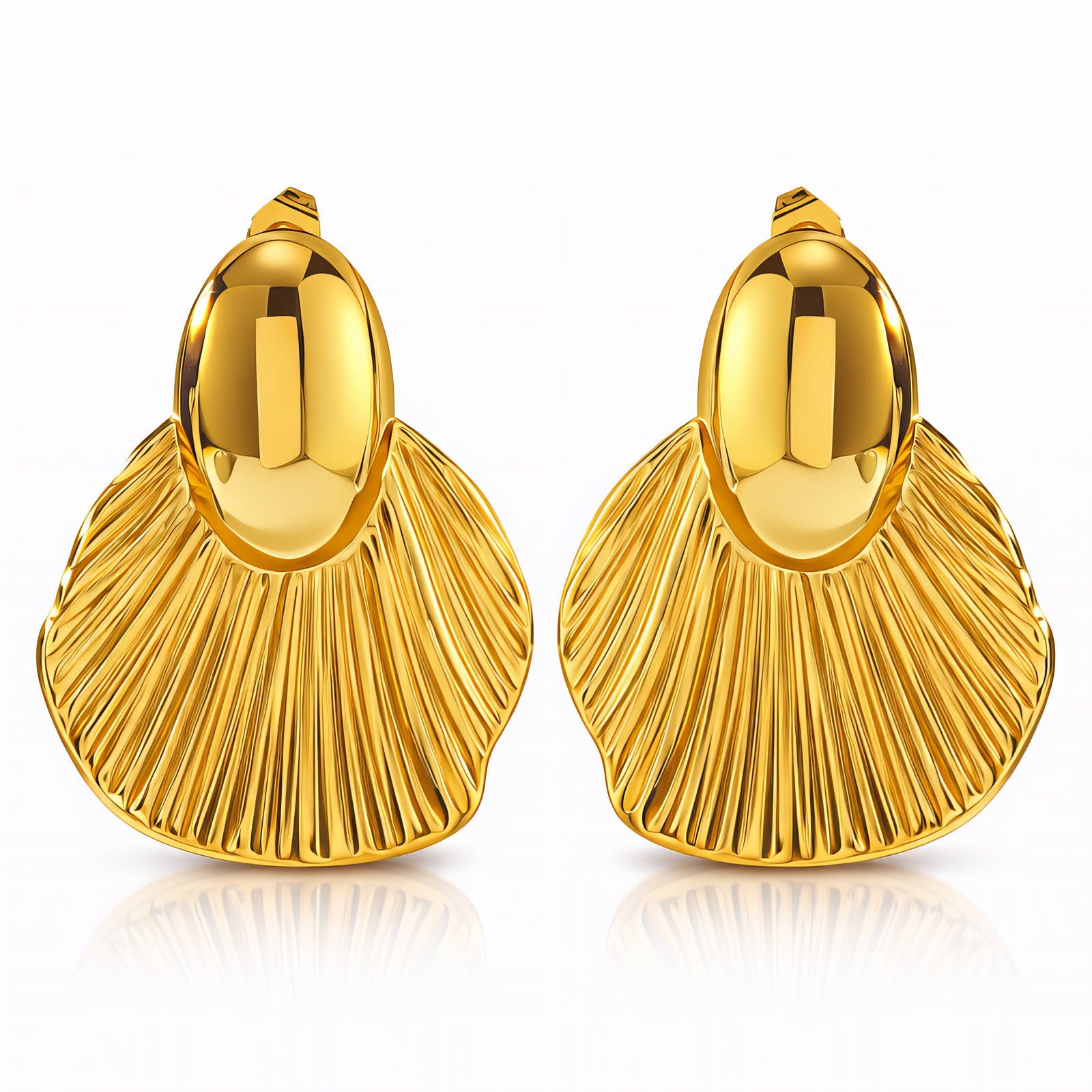 Pleated Fan Statement Earrings