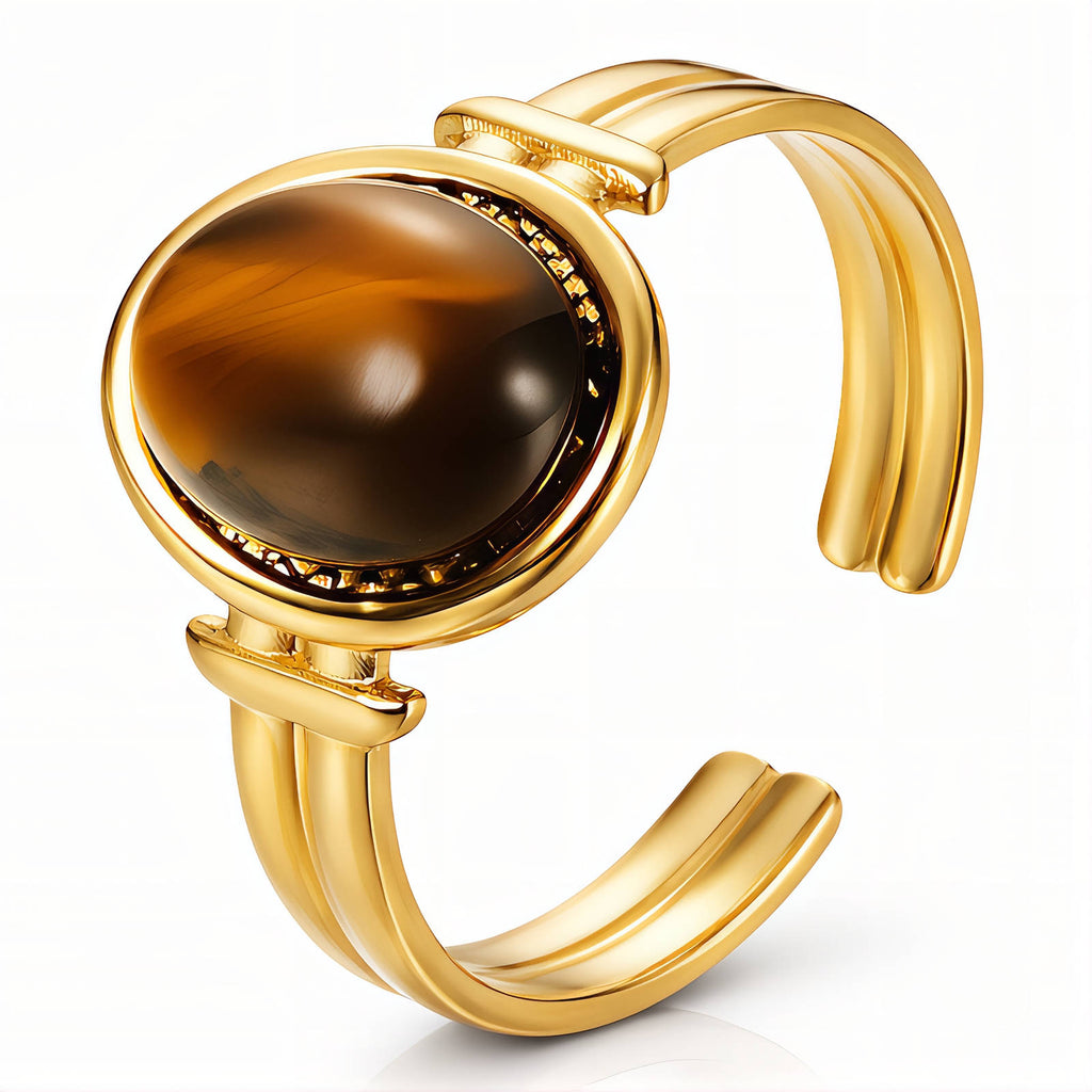 Tiger Eye Adjustable Ring