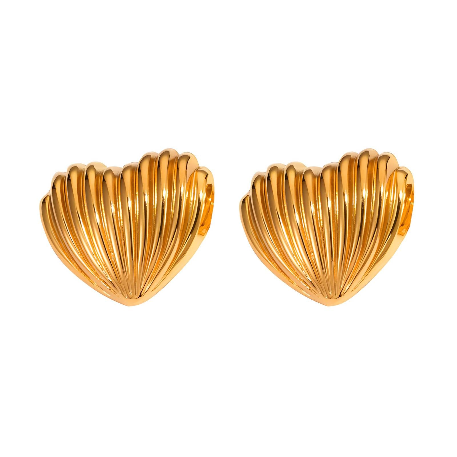 Ribbed Heart Studs