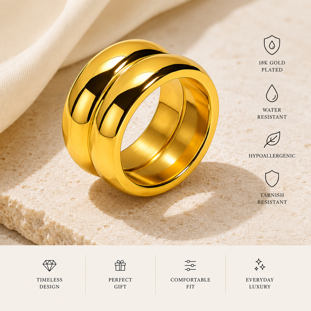 Double Wave Statement Ring