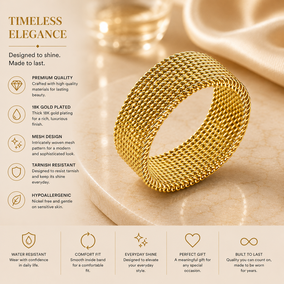 Elegant Wide Band Ring