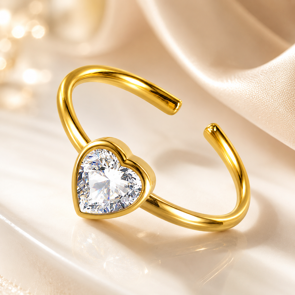 Heart Crystal Adjustable Ring