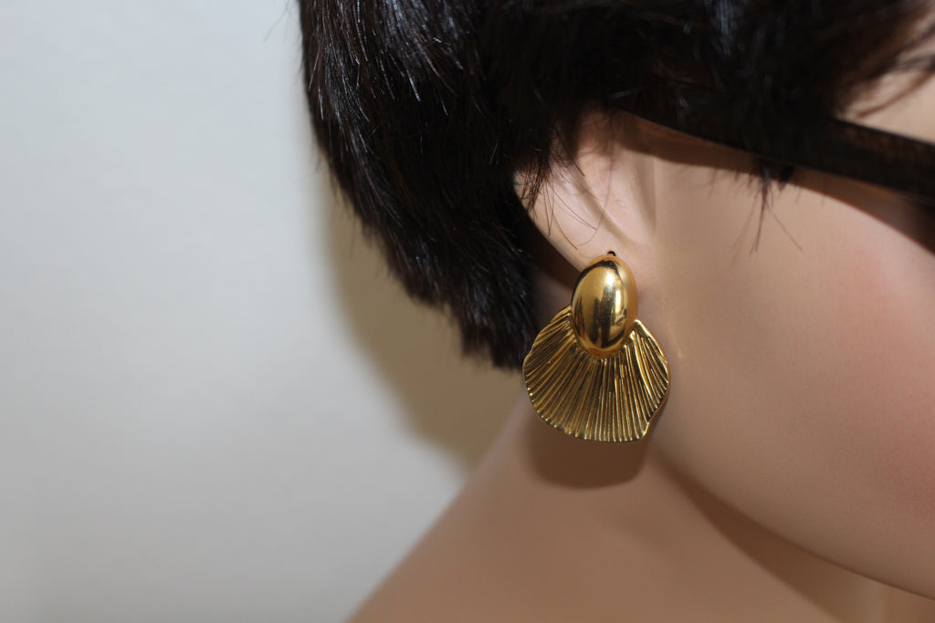 Pleated Fan Statement Earrings