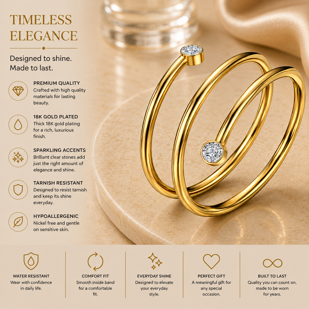 Spiral Wrap Ring with Cubic Zirconia
