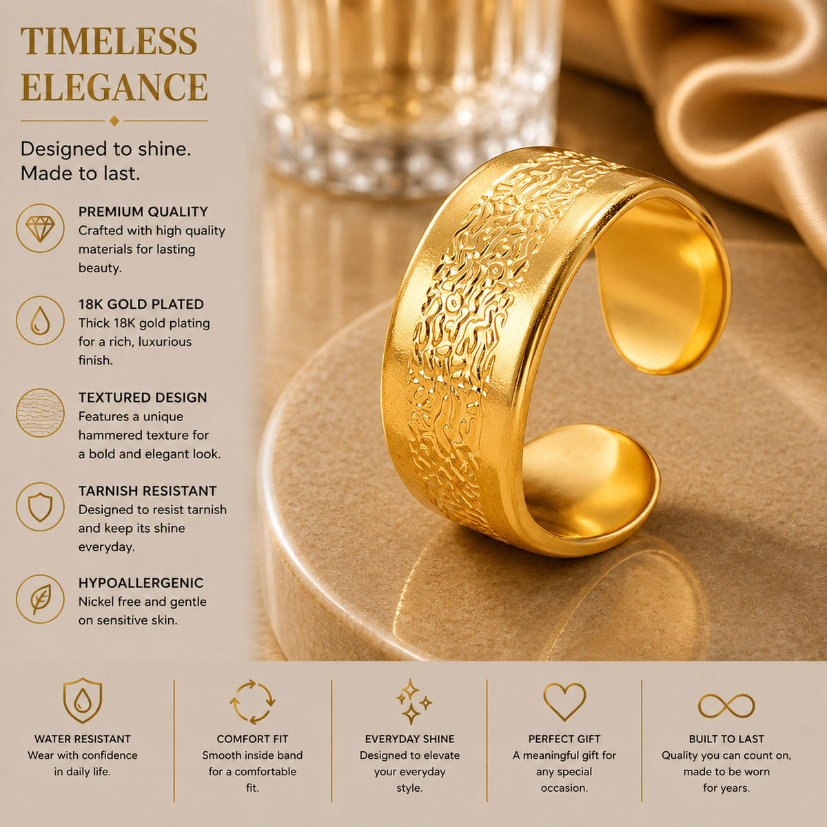 Textured Adjustable Ring