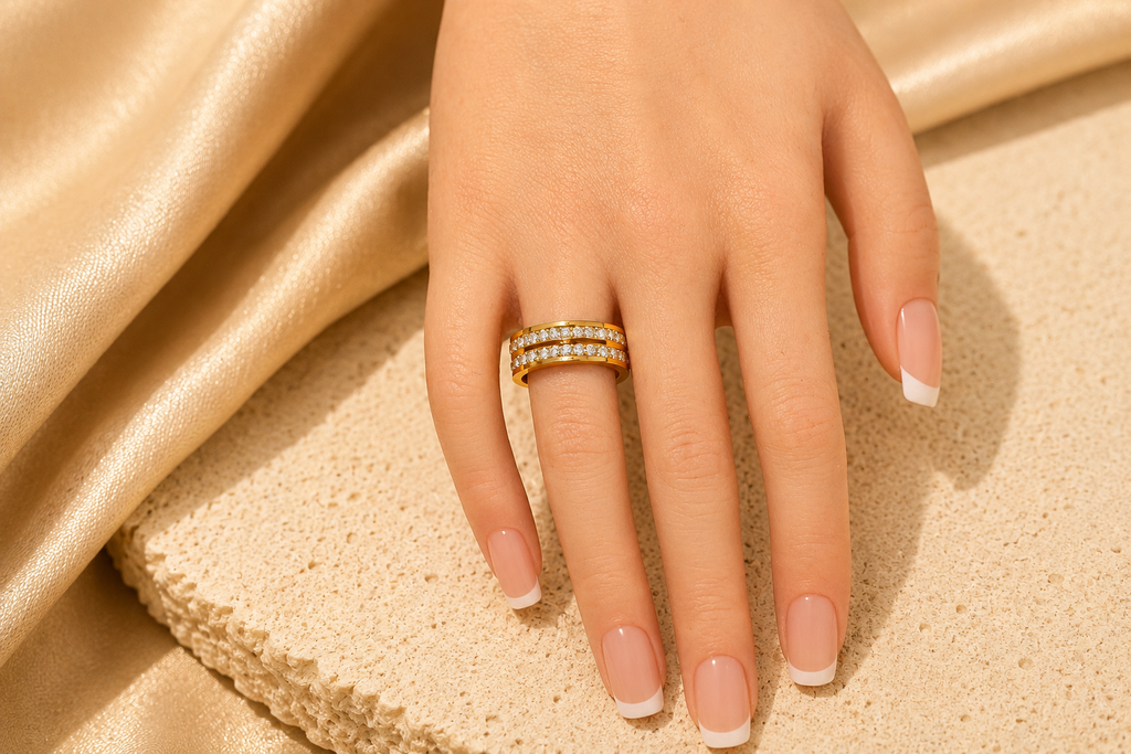 Triple Row Crystal Ring